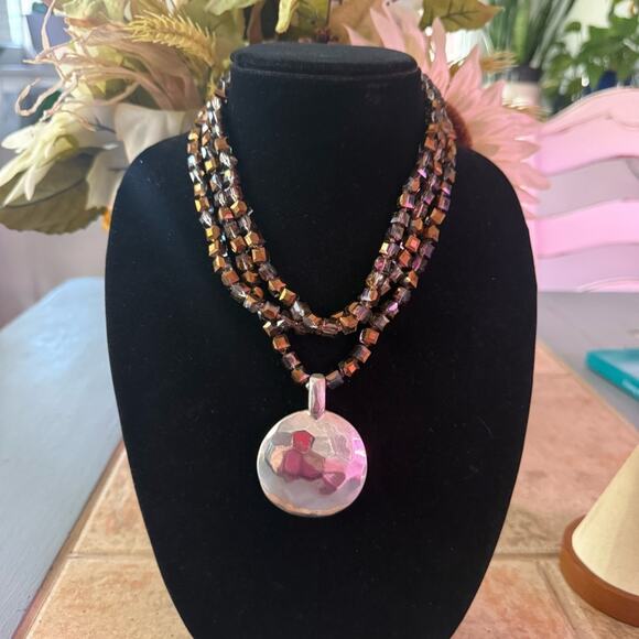 Simon Sebbag 925 Sterling Silver Pendant Multi Strand Beaded Necklace - Picture 3 of 10